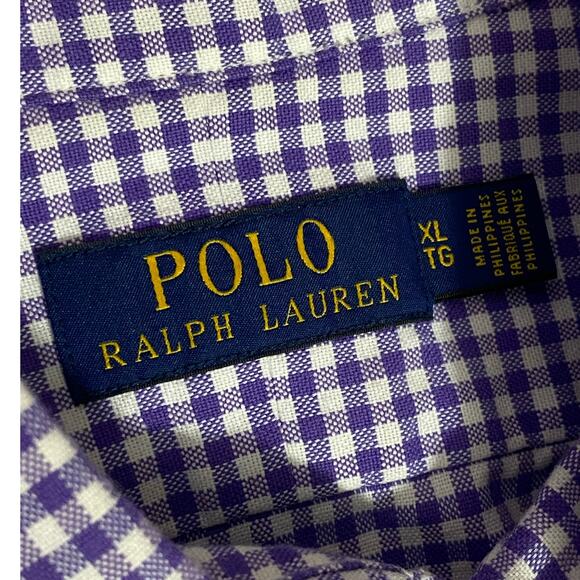Polo Ralph Lauren Long Sleeve Button-Down Shirt Purple Check Size XL Classic Fit - Picture 4 of 11